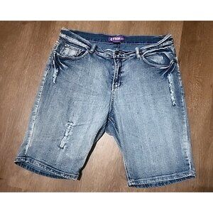 G.TTON Women's‎ Distressed Embellished Blue Jean Shorts size 16